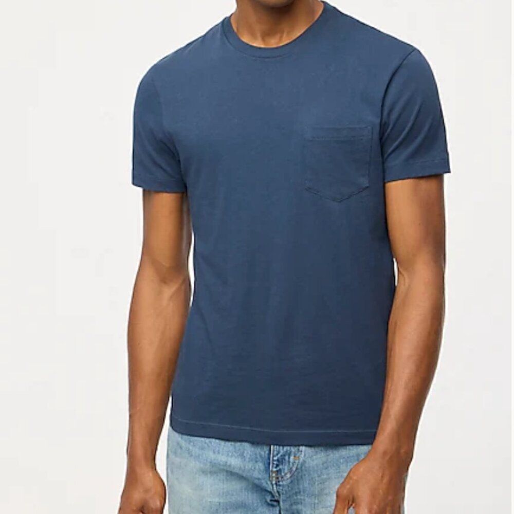 J. Crew Factory 53623 Cotton-blend washed jersey pocket tee Navy NWT